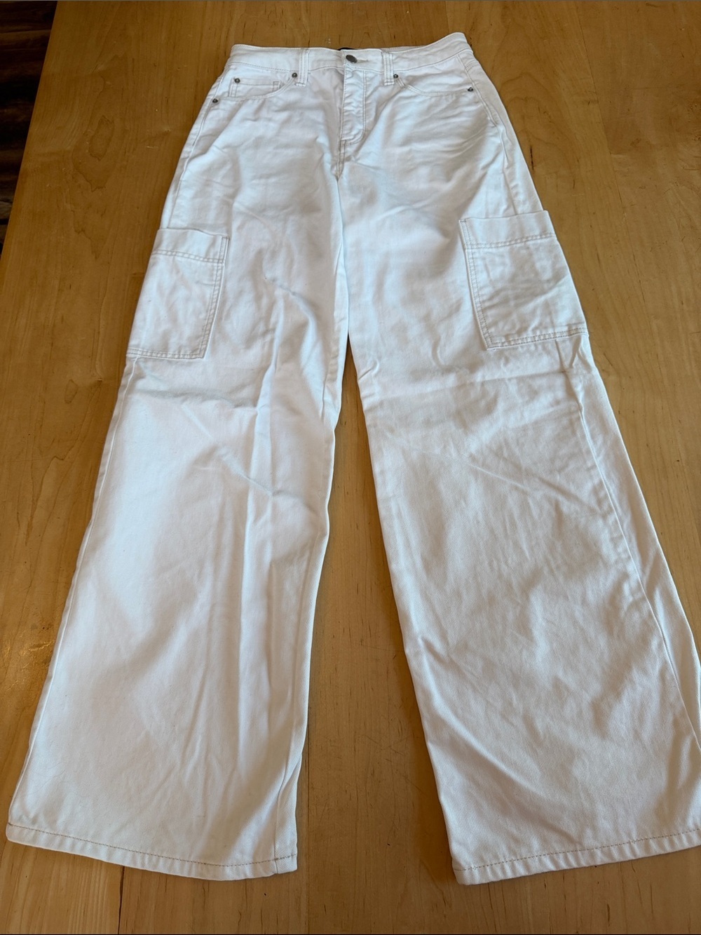 Blue revival White Wide Leg Cargo Pants